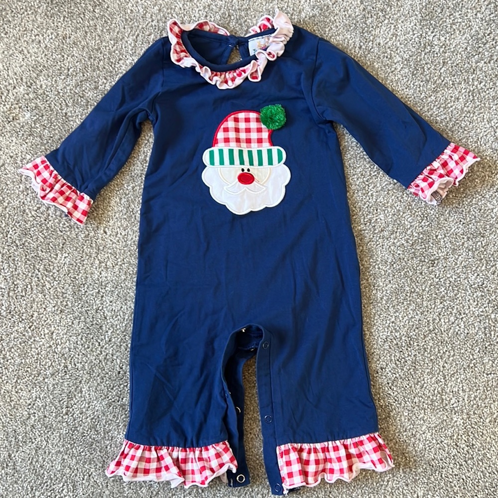 Busy Bees Smocks Santa One-Piece Body Suit size 9 months